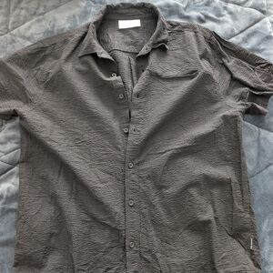 Men's Textured Short-Sleeve Button-Up Shirt - Black